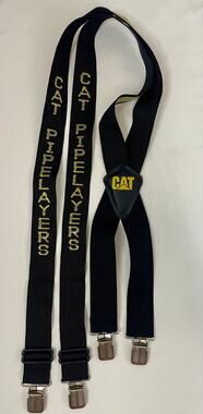 CAT Pipelayer Heavy Machinery Workwear Suspenders Black Yellow Construction
